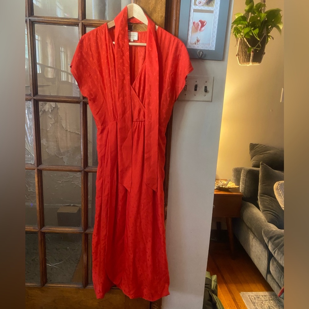 Sezane maxi red silk dress